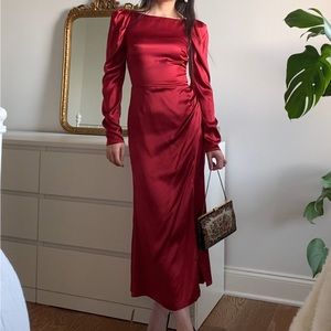 Reformation Cameron Silk Dress Crimson Red Size 0